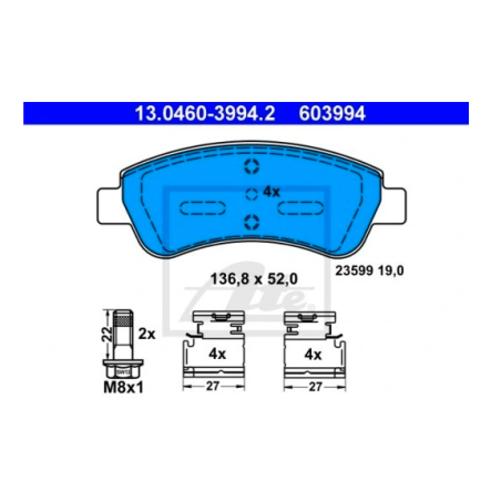 ATE KLOCKI HAMULCA CITROEN P. BERLINGO/C2/C3/C4/DS