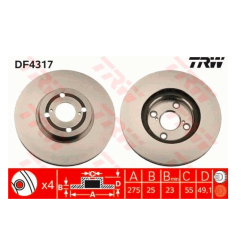 TRW TARCZA HAMULCA TOYOTA P. COROLLA 1,4D-2,0 D-4D