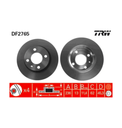 DF4899 TRW 2x TARCZA HAMULCA TOYOTA PRIUS 08.03-