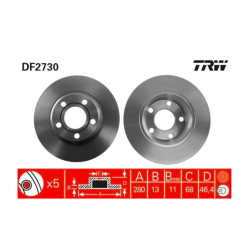 2x TARCZA HAMULCOWA PRZÓD DF2730 TRW AUDI A4 B5 (8D2)