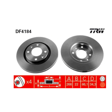 TRW DF4184 Tarcza hamulcowa 2 sztuki