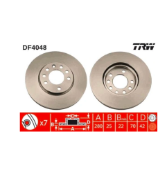 TRW TARCZE PRZÓD CORSA C ZAFIRA MERIVA 280MM
