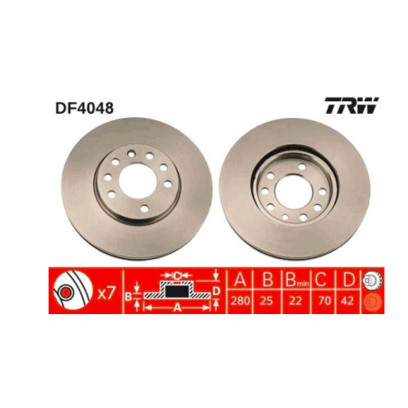 TRW TARCZE PRZÓD CORSA C ZAFIRA MERIVA 280MM