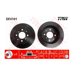 2x TARCZA HAMULCOWA TYŁ TRW DF4191