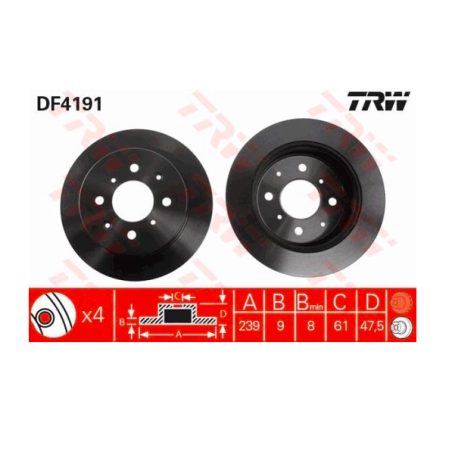 2x TARCZA HAMULCOWA TYŁ TRW DF4191