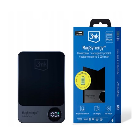 Mały Powerbank 2w1 5000 mAh MagSafe LED - 3mk MagSynergy