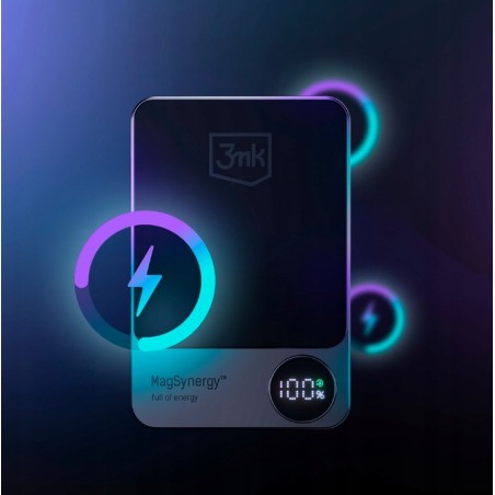 Mały Powerbank 2w1 5000 mAh MagSafe LED - 3mk MagSynergy