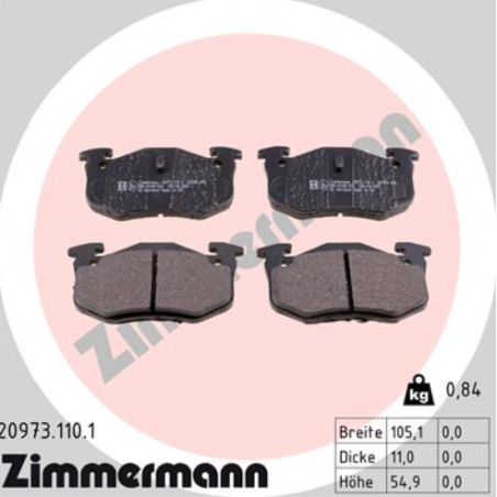 Zimmermann Klocki Hamulcowe tył Citroen, Peugeot, Renault