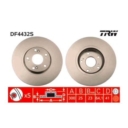 2x Tarcza hamulcowa TRW DF4432S