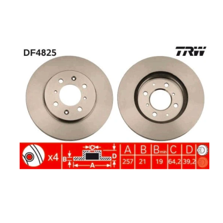 TARCZA HAMULCOWA PRZÓD WENTYLOWANA DF4825 TRW