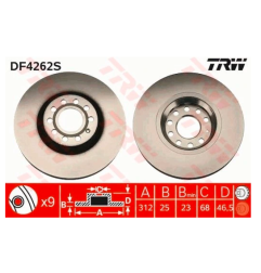 Tarcze Klocki TRW Przód - AUDI A4 B6, B7 312mm