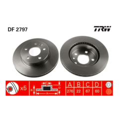 2x TARCZA HAMULCOWA PRZÓD WENTYLOWANA DF2797 TRW