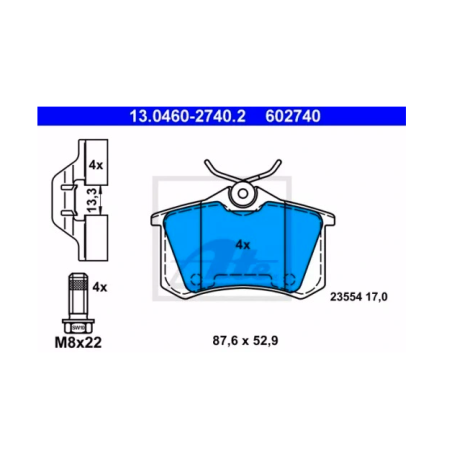ATE KLOCKI HAMULCA CITROEN T. C2/C3/C4/C8/DS3/DS4/