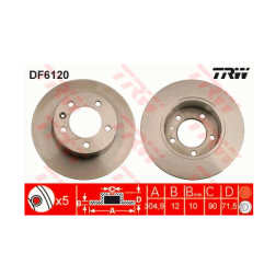 TRW TARCZE HAMULCOWE TYŁ DF6120