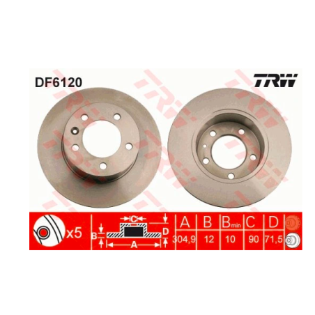 TRW TARCZE HAMULCOWE TYŁ DF6120