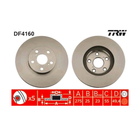 2x TRW DF4160 TARCZA HAMULCOWA TOYOTA CELICA 99-