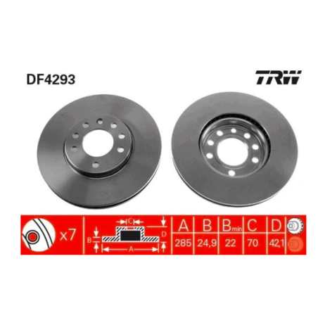 TRW DF4293 2xTarcza hamulcowa