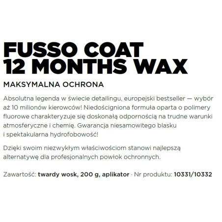 SOFT99 FUSSO COAT 12M WAX DARK 200g