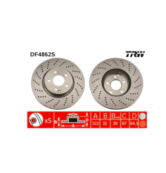 2x TARCZA HAMULCOWA PRZÓD WENTYLOWANA DF4862S TRW