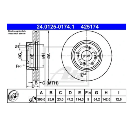 ATE 2XTARCZA HAMULCA HONDA P. ACCORD 2,0-2,4 03-08